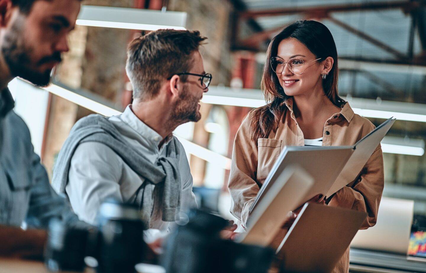 Man and woman working together