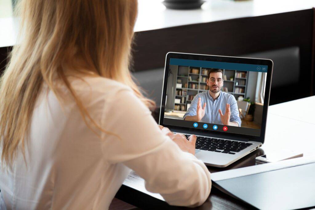 woman on video call